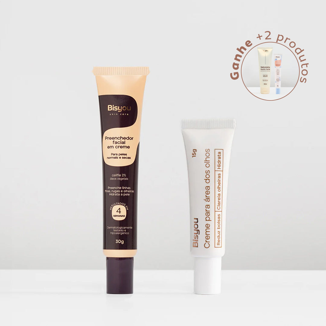 Kit Preenchedor Facial em Creme + Creme para Área dos Olhos +