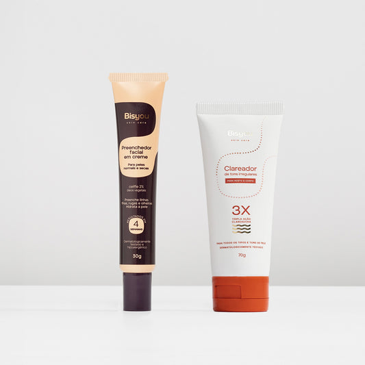Kit Preenchedor Facial em Creme + Clareador de Tons Irregulares