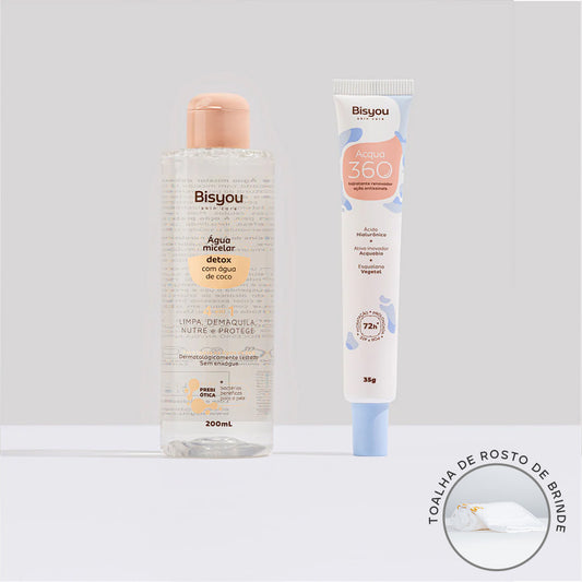 Kit Água Micelar Detox + Hidratante Acqua 360 + Ganhe Toalha de Rosto