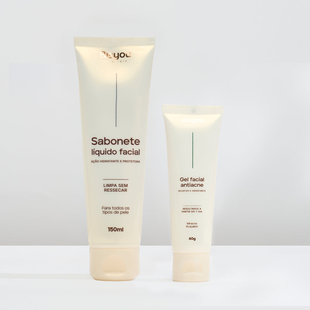 Kit Gel Facial Antiacne + Sabonete Líquido Facial