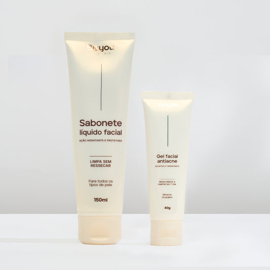 Kit Gel Facial Antiacne + Sabonete Líquido Facial