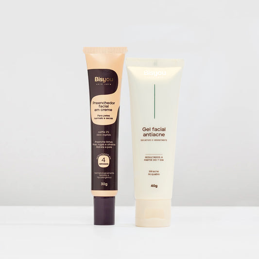 Kit Preenchedor facial em Creme + Gel Facial Antiacne
