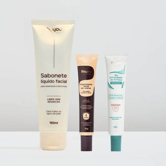 Kit Rugas e Flacidez (Sabonete + Preenchedor em Creme + Bio)