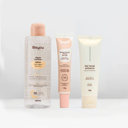 Kit Acne e Oleosidade (Água Micelar + Preenchedor em Gel + Gel Antiacne)