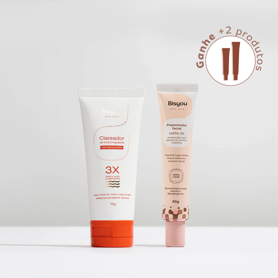 Kit Clareador de Tons Irregulares + Preenchedor Facial em Gel + Ganhe Sabonete + Água Micelar