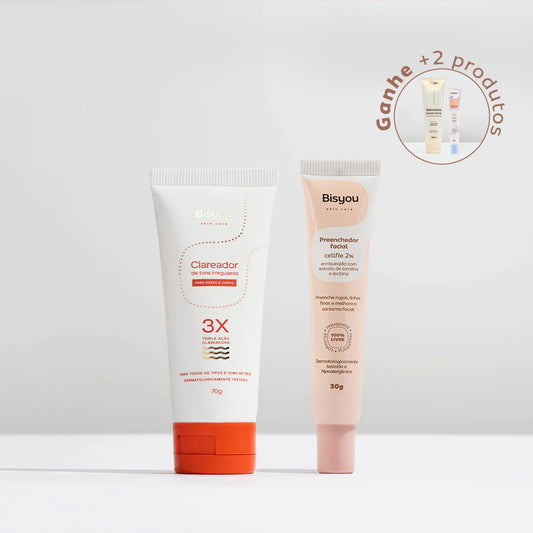 Kit Clareador de Tons Irregulares + Preenchedor Facial em Gel + Ganhe Sabonete e Hidratante Acqua 360