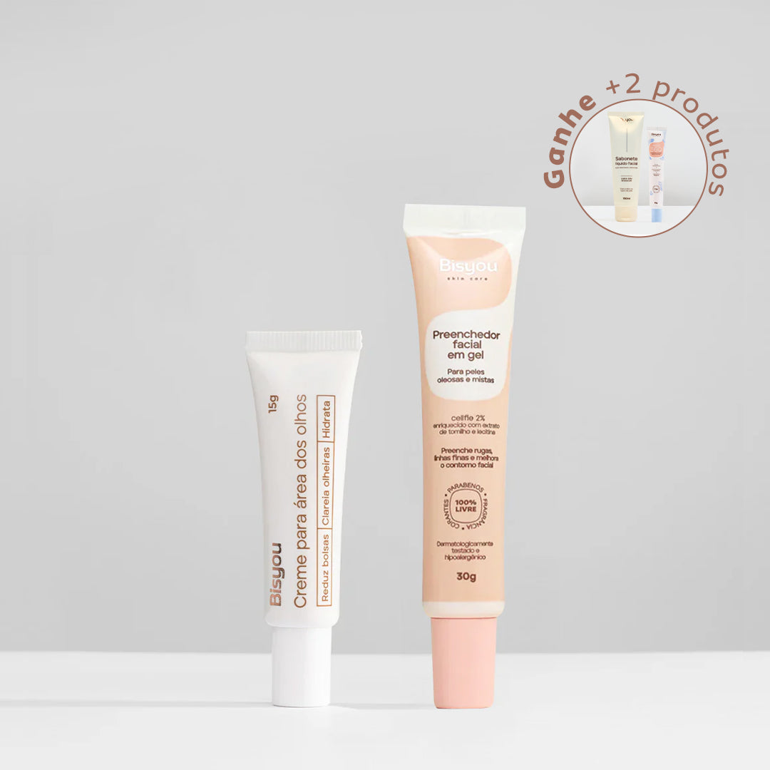 Kit Preenchedor Facial em Gel + Creme para Área dos Olhos + Ganhe