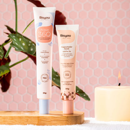 Kit Hidratante Acqua 360 + Preenchedor Facial em Gel + Ganhe Preenchedor Labial Amora